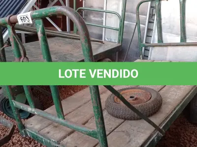 LOTE 603 - 01 CARRINHO PARA TRANSPORTE DE CARGAS COM AVARIAS. (NO ESTADO) ATENÇÃO! FAZER A VISITAÇÃO ANTES DE ARREMATAR, NÃO SABEMOS SE FUNCIONA. LEILÃO NÃO TEM GARANTIA E NEM DEVOLUÇÃO, SUJEITO A POSSÍVEIS AVARIAS VISÍVEIS/OCULTAS E/OU AUSÊNCIA DE COMPONENTES.