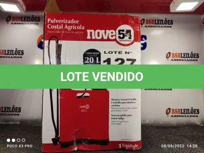 LOTE 127 - 01 - PULVERIZADOR COSTAL AGRÍCOLA 20 LITROS (NO ESTADO, NÃO SABEMOS SE FUNCIONA. LEILÃO NÃO TEM GARANTIA E NEM DEVOLUÇÃO, SUJEITO A POSSÍVEIS AVARIAS VISÍVEIS/OCULTAS E/OU AUSÊNCIA DE COMPONENTES)