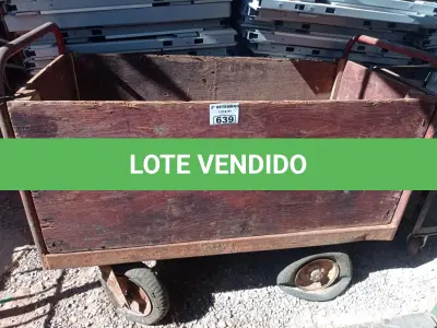 LOTE 639 - 01 CARRINHO PARA TRANSPORTE DE CARGAS COM AVARIAS. (NO ESTADO) ATENÇÃO! FAZER A VISITAÇÃO ANTES DE ARREMATAR, NÃO SABEMOS SE FUNCIONA. LEILÃO NÃO TEM GARANTIA E NEM DEVOLUÇÃO, SUJEITO A POSSÍVEIS AVARIAS VISÍVEIS/OCULTAS E/OU AUSÊNCIA DE COMPONENTES.