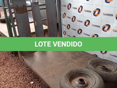 LOTE 627 - 01 CARRINHO PARA TRANSPORTE DE CARGAS COM AVARIAS. (NO ESTADO) ATENÇÃO! FAZER A VISITAÇÃO ANTES DE ARREMATAR, NÃO SABEMOS SE FUNCIONA. LEILÃO NÃO TEM GARANTIA E NEM DEVOLUÇÃO, SUJEITO A POSSÍVEIS AVARIAS VISÍVEIS/OCULTAS E/OU AUSÊNCIA DE COMPONENTES.