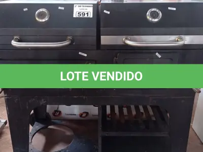 LOTE 591 - 01 CHURRASQUEIRA A BAFO. (NO ESTADO) ATENÇÃO! FAZER A VISITAÇÃO ANTES DE ARREMATAR, NÃO SABEMOS SE FUNCIONA. LEILÃO NÃO TEM GARANTIA E NEM DEVOLUÇÃO, SUJEITO A POSSÍVEIS AVARIAS VISÍVEIS/OCULTAS E/OU AUSÊNCIA DE COMPONENTES.