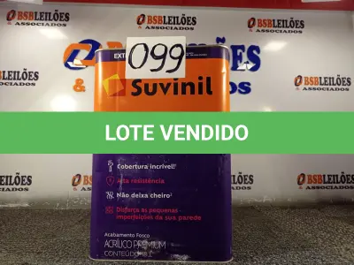 LOTE 099 - 01 LATA DE TINTA SUVINIL FOSCO SEM CHEIRO COMPLETO EXTERIOR/INTERIOR  18 LITROS NA COR FOSCO BRANCO NEVE (NO ESTADO, NÃO SABEMOS SE FUNCIONA. LEILÃO NÃO TEM GARANTIA E NEM DEVOLUÇÃO, SUJEITO A POSSÍVEIS AVARIAS VISÍVEIS/OCULTAS E/OU AUSÊNCIA DE COMPONENTES)