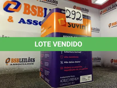 LOTE 292 - 01 LATA DE TINTA SUVINIL FOSCO SEM CHEIRO COMPLETO EXTERIOR/INTERIOR  18 LITROS NA COR FOSCO BRANCO NEVE (NO ESTADO, NÃO SABEMOS SE FUNCIONA. LEILÃO NÃO TEM GARANTIA E NEM DEVOLUÇÃO, SUJEITO A POSSÍVEIS AVARIAS VISÍVEIS/OCULTAS E/OU AUSÊNCIA DE COMPONENTES)