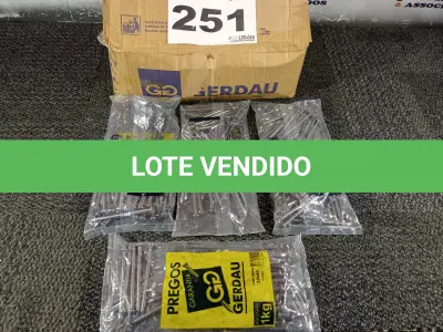 LOTE 251 - 18 KG PREGO GERDAU 22X42 (NO ESTADO, NÃO SABEMOS SE FUNCIONA. LEILÃO NÃO TEM GARANTIA E NEM DEVOLUÇÃO, SUJEITO A POSSÍVEIS AVARIAS VISÍVEIS/OCULTAS E/OU AUSÊNCIA DE COMPONENTES)