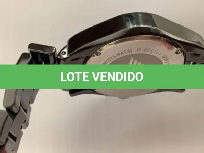 LOTE 303 - RELÓGIO ARMANI CERÂMICA, AR-1400 A ORIGINAL ACOMPANHA 03 GOMOS DE PULSEIRA. (NO ESTADO)