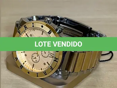 LOTE 048 - 01 RELÓGIO FULL METALLIZED BRANCO E DOURADO(NO ESTADO)