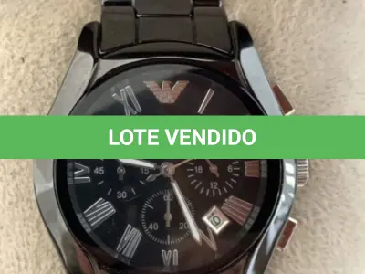 LOTE 303 - RELÓGIO ARMANI CERÂMICA, AR-1400 A ORIGINAL ACOMPANHA 03 GOMOS DE PULSEIRA. (NO ESTADO)