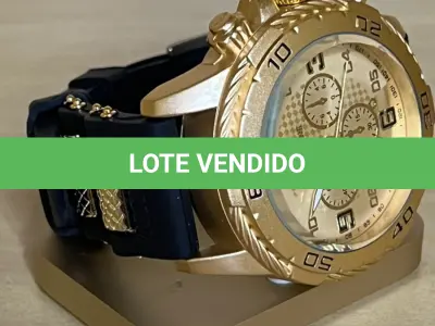 LOTE 037 - 01 RELÓGIO DOURADO COM PRETO(NO ESTADO)