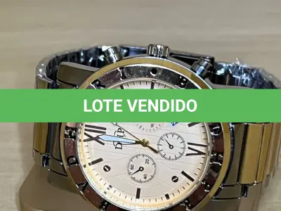 LOTE 048 - 01 RELÓGIO FULL METALLIZED BRANCO E DOURADO(NO ESTADO)