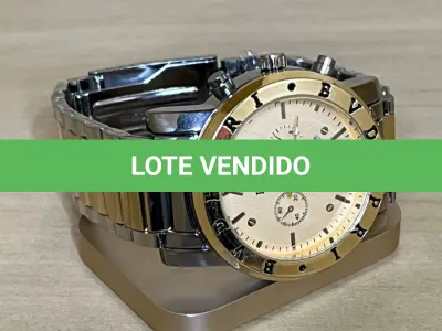 LOTE 048 - 01 RELÓGIO FULL METALLIZED BRANCO E DOURADO(NO ESTADO)
