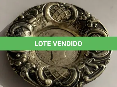LOTE 304 - CINZEIRO EM PRATA, ESPANHOLA 1880, PESO: 35 GRS.(NO ESTADO)