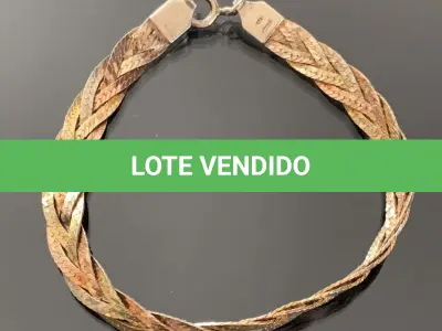 LOTE 305 - PULSEIRA PRATA 925,  COM BANHO DE OURO ROSÉ E AMARELO, MEDINDO 19 CM, (NO ESTADO)
