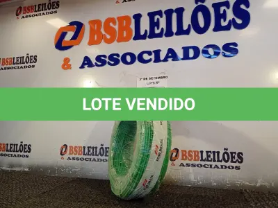 LOTE 030 - 01 ROLO DE CABO FLEXÍVEL 100M, 4MM NA COR VERDE. (NO ESTADO) ATENÇÃO! FAZER A VISITAÇÃO ANTES DE ARREMATAR, NÃO SABEMOS SE FUNCIONA. LEILÃO NÃO TEM GARANTIA E NEM DEVOLUÇÃO, SUJEITO A POSSÍVEIS AVARIAS VISÍVEIS/OCULTAS E/OU AUSÊNCIA DE COMPONENTES.