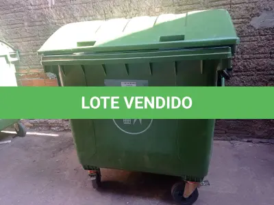 LOTE 166 - 01 CONTAINER HDPE EN840 1200LITROS. (NO ESTADO) ATENÇÃO! FAZER A VISITAÇÃO ANTES DE ARREMATAR, NÃO SABEMOS SE FUNCIONA. LEILÃO NÃO TEM GARANTIA E NEM DEVOLUÇÃO, SUJEITO A POSSÍVEIS AVARIAS VISÍVEIS/OCULTAS E/OU AUSÊNCIA DE COMPONENTES.
