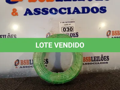 LOTE 030 - 01 ROLO DE CABO FLEXÍVEL 100M, 4MM NA COR VERDE. (NO ESTADO) ATENÇÃO! FAZER A VISITAÇÃO ANTES DE ARREMATAR, NÃO SABEMOS SE FUNCIONA. LEILÃO NÃO TEM GARANTIA E NEM DEVOLUÇÃO, SUJEITO A POSSÍVEIS AVARIAS VISÍVEIS/OCULTAS E/OU AUSÊNCIA DE COMPONENTES.