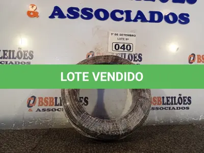 LOTE 040 - 01 ROLO DE CABO FLEXÍVEL 100M, 4MM NA COR PRETA. (NO ESTADO) ATENÇÃO! FAZER A VISITAÇÃO ANTES DE ARREMATAR, NÃO SABEMOS SE FUNCIONA. LEILÃO NÃO TEM GARANTIA E NEM DEVOLUÇÃO, SUJEITO A POSSÍVEIS AVARIAS VISÍVEIS/OCULTAS E/OU AUSÊNCIA DE COMPONENTES.