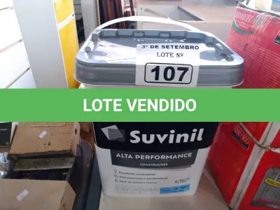 LOTE 107 - 01 BALDE DE TINTA SUVINIL INTERIORES ACRÍLICO FOSCO 18L NA COR FOSCO BRANCO. (NO ESTADO) ATENÇÃO! FAZER A VISITAÇÃO ANTES DE ARREMATAR, NÃO SABEMOS SE FUNCIONA. LEILÃO NÃO TEM GARANTIA E NEM DEVOLUÇÃO, SUJEITO A POSSÍVEIS AVARIAS VISÍVEIS/OCULTAS E/OU AUSÊNCIA DE COMPONENTES.