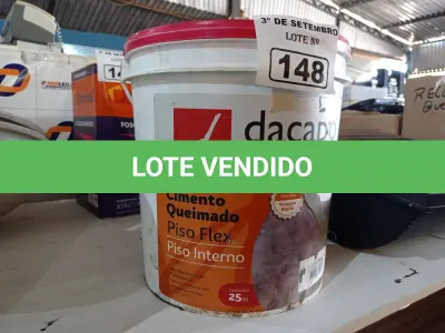 LOTE 148 - 01 BALDE DE CIMENTO QUEIMADO DACAPÓ 25KG. (NO ESTADO) ATENÇÃO! FAZER A VISITAÇÃO ANTES DE ARREMATAR, NÃO SABEMOS SE FUNCIONA. LEILÃO NÃO TEM GARANTIA E NEM DEVOLUÇÃO, SUJEITO A POSSÍVEIS AVARIAS VISÍVEIS/OCULTAS E/OU AUSÊNCIA DE COMPONENTES.