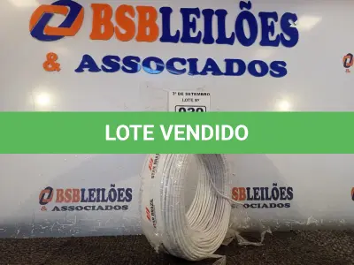 LOTE 020 - 01 ROLO DE CABO FLEXÍVEL 100M, 4MM NA COR BRANCA. (NO ESTADO) ATENÇÃO! FAZER A VISITAÇÃO ANTES DE ARREMATAR, NÃO SABEMOS SE FUNCIONA. LEILÃO NÃO TEM GARANTIA E NEM DEVOLUÇÃO, SUJEITO A POSSÍVEIS AVARIAS VISÍVEIS/OCULTAS E/OU AUSÊNCIA DE COMPONENTES.