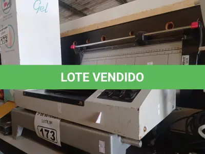 LOTE 173 - 01 PLASTIFICADORA, 01 PERFURADOR E 01 GABARITO PARA CORTE. (NO ESTADO) ATENÇÃO! FAZER A VISITAÇÃO ANTES DE ARREMATAR, NÃO SABEMOS SE FUNCIONA. LEILÃO NÃO TEM GARANTIA E NEM DEVOLUÇÃO, SUJEITO A POSSÍVEIS AVARIAS VISÍVEIS/OCULTAS E/OU AUSÊNCIA DE COMPONENTES.