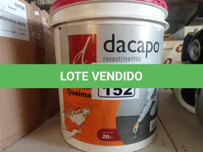 LOTE 152 - 01 BALDE DE CIMENTO QUEIMADO DACAPÓ 20KG. (NO ESTADO) ATENÇÃO! FAZER A VISITAÇÃO ANTES DE ARREMATAR, NÃO SABEMOS SE FUNCIONA. LEILÃO NÃO TEM GARANTIA E NEM DEVOLUÇÃO, SUJEITO A POSSÍVEIS AVARIAS VISÍVEIS/OCULTAS E/OU AUSÊNCIA DE COMPONENTES.