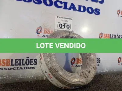 LOTE 010 - 01 ROLO DE CABO FLEXÍVEL 100M, 4MM NA COR CINZA. (NO ESTADO) ATENÇÃO! FAZER A VISITAÇÃO ANTES DE ARREMATAR, NÃO SABEMOS SE FUNCIONA. LEILÃO NÃO TEM GARANTIA E NEM DEVOLUÇÃO, SUJEITO A POSSÍVEIS AVARIAS VISÍVEIS/OCULTAS E/OU AUSÊNCIA DE COMPONENTES.
