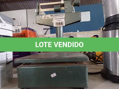 LOTE 086 - 01 BALANÇA ANALÓGICA MARCA MICHELETTI CAPACIDADE 150KG. (NO ESTADO) ATENÇÃO! FAZER A VISITAÇÃO ANTES DE ARREMATAR, NÃO SABEMOS SE FUNCIONA. LEILÃO NÃO TEM GARANTIA E NEM DEVOLUÇÃO, SUJEITO A POSSÍVEIS AVARIAS VISÍVEIS/OCULTAS E/OU AUSÊNCIA DE COMPONENTES.