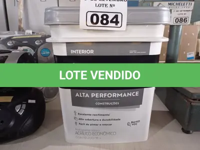 LOTE 084 - 01 BALDE DE TINTA SUVINIL INTERIORES ACRÍLICO FOSCO 18L NA COR FOSCO BRANCO. (NO ESTADO) ATENÇÃO! FAZER A VISITAÇÃO ANTES DE ARREMATAR, NÃO SABEMOS SE FUNCIONA. LEILÃO NÃO TEM GARANTIA E NEM DEVOLUÇÃO, SUJEITO A POSSÍVEIS AVARIAS VISÍVEIS/OCULTAS E/OU AUSÊNCIA DE COMPONENTES.