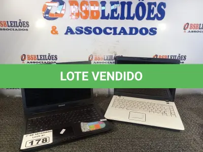 LOTE 178 - 02 NOTEBOOK’S MARCAS E MODELOS DIVERSOS COM AVARIAS. (NO ESTADO) ATENÇÃO! FAZER A VISITAÇÃO ANTES DE ARREMATAR, NÃO SABEMOS SE FUNCIONA. LEILÃO NÃO TEM GARANTIA E NEM DEVOLUÇÃO, SUJEITO A POSSÍVEIS AVARIAS VISÍVEIS/OCULTAS E/OU AUSÊNCIA DE COMPONENTES.