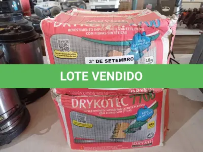 LOTE 135 - 02 CAIXAS DE REVESTIMENTO IMPERMEABILIZANTE FLEXÍVEL DRYKOTEC 7700 18KG. (NO ESTADO) ATENÇÃO! FAZER A VISITAÇÃO ANTES DE ARREMATAR, NÃO SABEMOS SE FUNCIONA. LEILÃO NÃO TEM GARANTIA E NEM DEVOLUÇÃO, SUJEITO A POSSÍVEIS AVARIAS VISÍVEIS/OCULTAS E/OU AUSÊNCIA DE COMPONENTES.