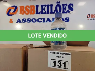 LOTE 131 - 02 CAIXAS COM FRASCOS DE ÁLCOOL EM GEL 70% COM 12 UNIDADES CADA. (NO ESTADO) ATENÇÃO! FAZER A VISITAÇÃO ANTES DE ARREMATAR, NÃO SABEMOS SE FUNCIONA. LEILÃO NÃO TEM GARANTIA E NEM DEVOLUÇÃO, SUJEITO A POSSÍVEIS AVARIAS VISÍVEIS/OCULTAS E/OU AUSÊNCIA DE COMPONENTES.