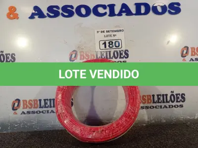 LOTE 180 - 01 ROLO DE CABO FLEXÍVEL 100M, 2,5MM NA COR VERMELHA. (NO ESTADO) ATENÇÃO! FAZER A VISITAÇÃO ANTES DE ARREMATAR, NÃO SABEMOS SE FUNCIONA. LEILÃO NÃO TEM GARANTIA E NEM DEVOLUÇÃO, SUJEITO A POSSÍVEIS AVARIAS VISÍVEIS/OCULTAS E/OU AUSÊNCIA DE COMPONENTES.