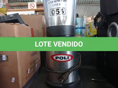 LOTE 055 - 01 LIQUIDIFICADOR INDUSTRIAL MARCA POLI. (NO ESTADO) ATENÇÃO! FAZER A VISITAÇÃO ANTES DE ARREMATAR, NÃO SABEMOS SE FUNCIONA. LEILÃO NÃO TEM GARANTIA E NEM DEVOLUÇÃO, SUJEITO A POSSÍVEIS AVARIAS VISÍVEIS/OCULTAS E/OU AUSÊNCIA DE COMPONENTES.