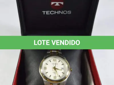 LOTE 681 - RELÓGIO TECHNOS EXECUTIVE ORIGINAL , ALONGADOR DE AÇO COM MANUAL E CAIXA. (NO ESTADO) 
