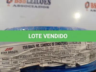 LOTE 170 - 01 ROLO DE CABO FLEXÍVEL 100M, 2,5MM NA COR CINZA. (NO ESTADO) ATENÇÃO! FAZER A VISITAÇÃO ANTES DE ARREMATAR, NÃO SABEMOS SE FUNCIONA. LEILÃO NÃO TEM GARANTIA E NEM DEVOLUÇÃO, SUJEITO A POSSÍVEIS AVARIAS VISÍVEIS/OCULTAS E/OU AUSÊNCIA DE COMPONENTES.