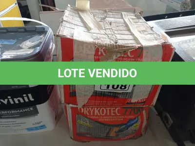 LOTE 108 - 02 CAIXAS DE REVESTIMENTO IMPERMEABILIZANTE FLEXÍVEL DRYKOTEC 7700 18KG. (NO ESTADO) ATENÇÃO! FAZER A VISITAÇÃO ANTES DE ARREMATAR, NÃO SABEMOS SE FUNCIONA. LEILÃO NÃO TEM GARANTIA E NEM DEVOLUÇÃO, SUJEITO A POSSÍVEIS AVARIAS VISÍVEIS/OCULTAS E/OU AUSÊNCIA DE COMPONENTES.