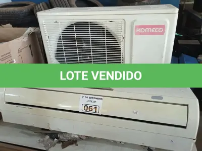 LOTE 061 - 01 AR CONDICIONADO MARCA KOMECO 24000BTU. (NO ESTADO) ATENÇÃO! FAZER A VISITAÇÃO ANTES DE ARREMATAR, NÃO SABEMOS SE FUNCIONA. LEILÃO NÃO TEM GARANTIA E NEM DEVOLUÇÃO, SUJEITO A POSSÍVEIS AVARIAS VISÍVEIS/OCULTAS E/OU AUSÊNCIA DE COMPONENTES.