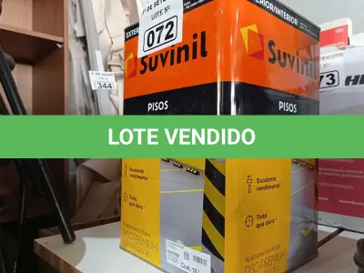 LOTE 072 - 01 LATA DE TINTA PARA PISO SUVINIL 18L NA COR CINZA ESCURO. (NO ESTADO) ATENÇÃO! FAZER A VISITAÇÃO ANTES DE ARREMATAR, NÃO SABEMOS SE FUNCIONA. LEILÃO NÃO TEM GARANTIA E NEM DEVOLUÇÃO, SUJEITO A POSSÍVEIS AVARIAS VISÍVEIS/OCULTAS E/OU AUSÊNCIA DE COMPONENTES.