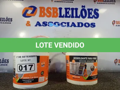 LOTE 017 - 02 BALDES DE DESMOLDANTE PARA FORMAS 3,6L. (NO ESTADO) ATENÇÃO! FAZER A VISITAÇÃO ANTES DE ARREMATAR, NÃO SABEMOS SE FUNCIONA. LEILÃO NÃO TEM GARANTIA E NEM DEVOLUÇÃO, SUJEITO A POSSÍVEIS AVARIAS VISÍVEIS/OCULTAS E/OU AUSÊNCIA DE COMPONENTES.