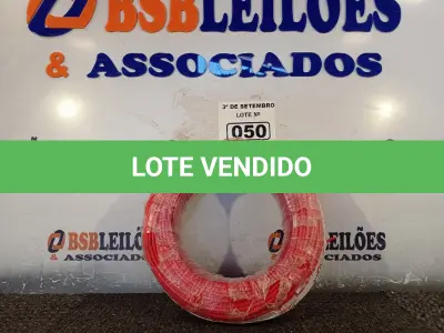 LOTE 050 - 01 ROLO DE CABO FLEXÍVEL 100M, 4MM NA COR VERMELHA. (NO ESTADO) ATENÇÃO! FAZER A VISITAÇÃO ANTES DE ARREMATAR, NÃO SABEMOS SE FUNCIONA. LEILÃO NÃO TEM GARANTIA E NEM DEVOLUÇÃO, SUJEITO A POSSÍVEIS AVARIAS VISÍVEIS/OCULTAS E/OU AUSÊNCIA DE COMPONENTES.