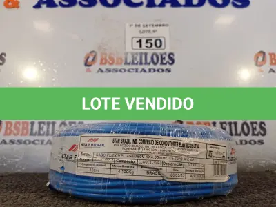 LOTE 150 - 01 ROLO DE CABO FLEXÍVEL 100M, 4MM NA COR AZUL. (NO ESTADO) ATENÇÃO! FAZER A VISITAÇÃO ANTES DE ARREMATAR, NÃO SABEMOS SE FUNCIONA. LEILÃO NÃO TEM GARANTIA E NEM DEVOLUÇÃO, SUJEITO A POSSÍVEIS AVARIAS VISÍVEIS/OCULTAS E/OU AUSÊNCIA DE COMPONENTES.