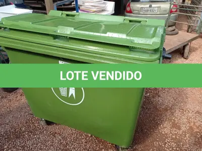 LOTE 156 - 01 CONTAINER HDPE EN840 660LITROS. (NO ESTADO) ATENÇÃO! FAZER A VISITAÇÃO ANTES DE ARREMATAR, NÃO SABEMOS SE FUNCIONA. LEILÃO NÃO TEM GARANTIA E NEM DEVOLUÇÃO, SUJEITO A POSSÍVEIS AVARIAS VISÍVEIS/OCULTAS E/OU AUSÊNCIA DE COMPONENTES.