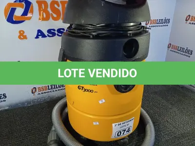 LOTE 074 - 01 ASPIRADOR DE PÓ MARCA ELECTROLUX MODELO GT3000. (NO ESTADO) ATENÇÃO! FAZER A VISITAÇÃO ANTES DE ARREMATAR, NÃO SABEMOS SE FUNCIONA. LEILÃO NÃO TEM GARANTIA E NEM DEVOLUÇÃO, SUJEITO A POSSÍVEIS AVARIAS VISÍVEIS/OCULTAS E/OU AUSÊNCIA DE COMPONENTES.