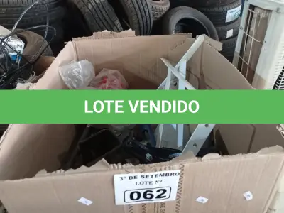 LOTE 062 - 01 LOTE COM MATERIAIS DIVERSOS. (NO ESTADO) ATENÇÃO! FAZER A VISITAÇÃO ANTES DE ARREMATAR, NÃO SABEMOS SE FUNCIONA. LEILÃO NÃO TEM GARANTIA E NEM DEVOLUÇÃO, SUJEITO A POSSÍVEIS AVARIAS VISÍVEIS/OCULTAS E/OU AUSÊNCIA DE COMPONENTES.