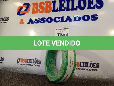 LOTE 080 - 01 ROLO DE CABO FLEXÍVEL 100M, 2,5MM NA COR VERDE. (NO ESTADO) ATENÇÃO! FAZER A VISITAÇÃO ANTES DE ARREMATAR, NÃO SABEMOS SE FUNCIONA. LEILÃO NÃO TEM GARANTIA E NEM DEVOLUÇÃO, SUJEITO A POSSÍVEIS AVARIAS VISÍVEIS/OCULTAS E/OU AUSÊNCIA DE COMPONENTES.