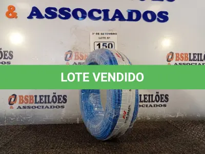 LOTE 150 - 01 ROLO DE CABO FLEXÍVEL 100M, 4MM NA COR AZUL. (NO ESTADO) ATENÇÃO! FAZER A VISITAÇÃO ANTES DE ARREMATAR, NÃO SABEMOS SE FUNCIONA. LEILÃO NÃO TEM GARANTIA E NEM DEVOLUÇÃO, SUJEITO A POSSÍVEIS AVARIAS VISÍVEIS/OCULTAS E/OU AUSÊNCIA DE COMPONENTES.