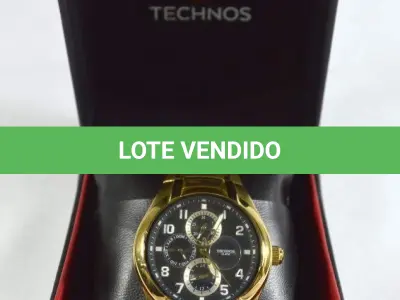 LOTE 682 - TECHNOS ORIGINAL  CRONÓGRAFO COM CALENDÁRIO EMBALAGEM ORIGINAL SEM USO, COM MAIS  2 PARCELAS PARA REGULAGEM. (NO ESTADO) 