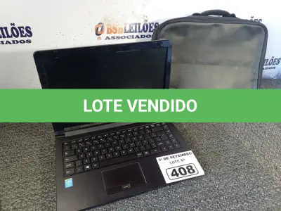LOTE 408 - 01 NOTEBOOK POSITIVO COM PASTA. (NO ESTADO) ATENÇÃO! FAZER A VISITAÇÃO ANTES DE ARREMATAR, NÃO SABEMOS SE FUNCIONA. LEILÃO NÃO TEM GARANTIA E NEM DEVOLUÇÃO, SUJEITO A POSSÍVEIS AVARIAS VISÍVEIS/OCULTAS E/OU AUSÊNCIA DE COMPONENTES.