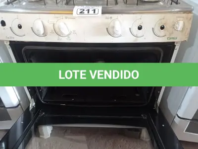 LOTE 211 - 01 FOGÃO A GÁS 05 BOCAS MARCA CÔNSUL INCOMPLETO. (NO ESTADO) ATENÇÃO! FAZER A VISITAÇÃO ANTES DE ARREMATAR, NÃO SABEMOS SE FUNCIONA. LEILÃO NÃO TEM GARANTIA E NEM DEVOLUÇÃO, SUJEITO A POSSÍVEIS AVARIAS VISÍVEIS/OCULTAS E/OU AUSÊNCIA DE COMPONENTES.