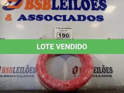 LOTE 190 - 01 ROLO DE CABO FLEXÍVEL 100M, 2,5MM NA COR VERMELHA. (NO ESTADO) ATENÇÃO! FAZER A VISITAÇÃO ANTES DE ARREMATAR, NÃO SABEMOS SE FUNCIONA. LEILÃO NÃO TEM GARANTIA E NEM DEVOLUÇÃO, SUJEITO A POSSÍVEIS AVARIAS VISÍVEIS/OCULTAS E/OU AUSÊNCIA DE COMPONENTES.